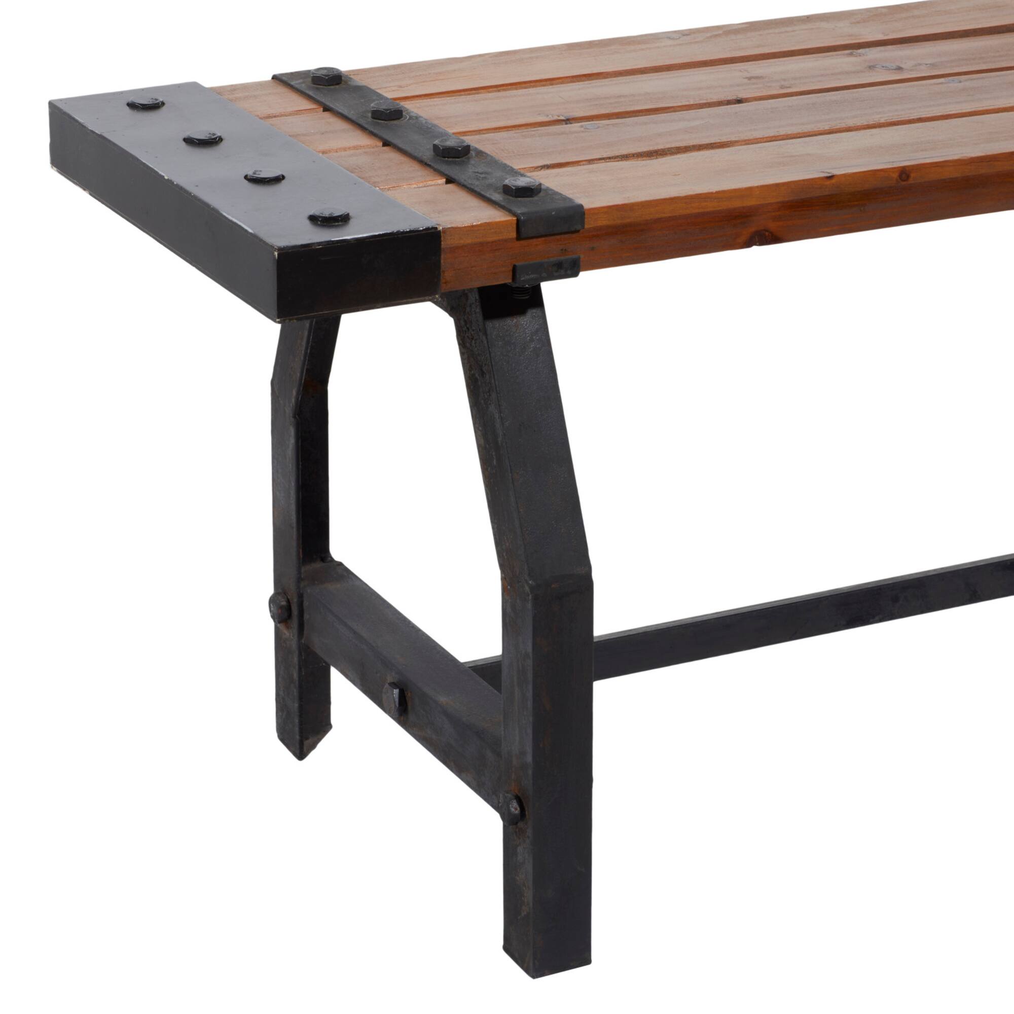 Brown Iron & Wood Industrial Bench